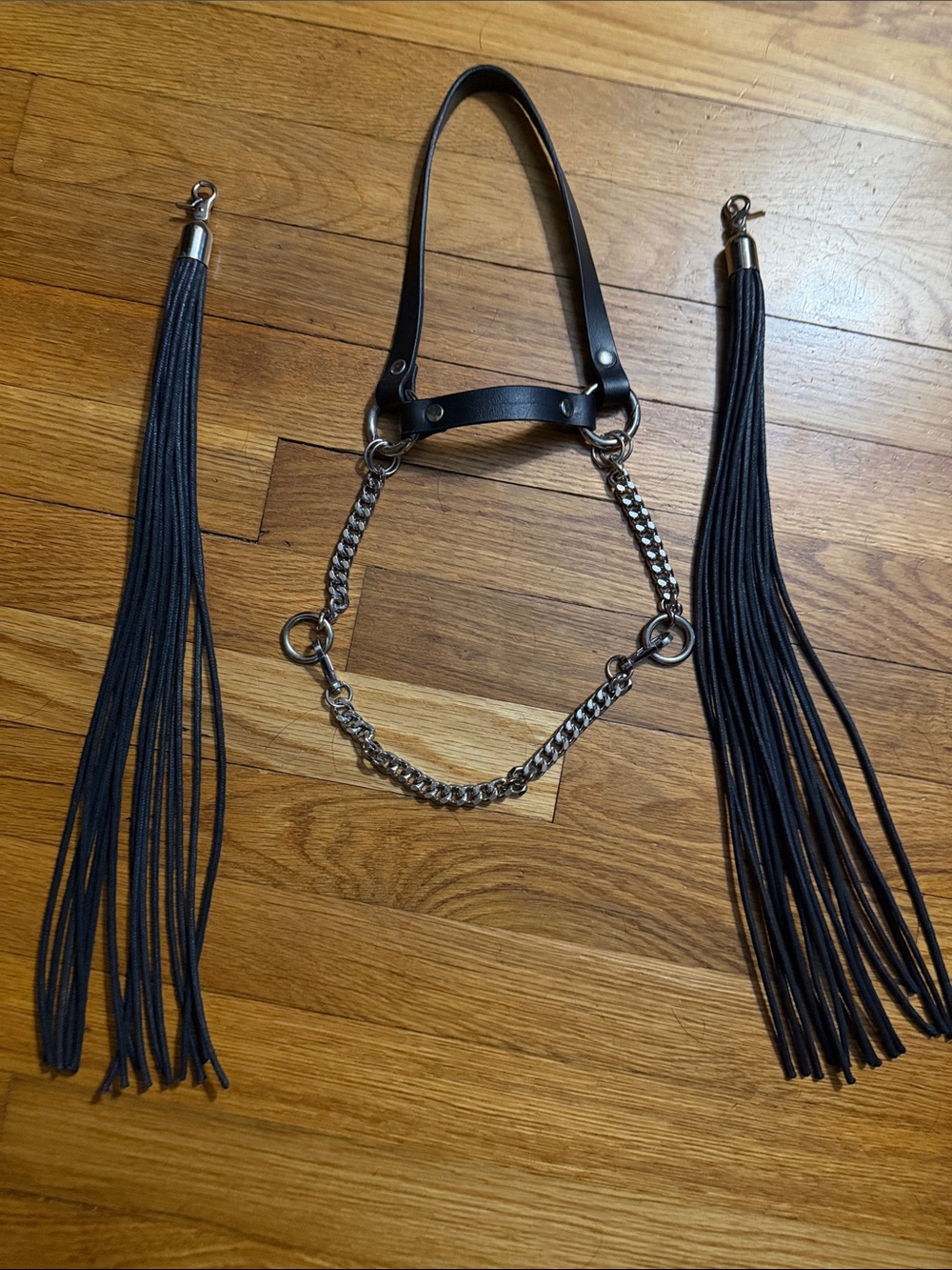 NWT Custom Black Leather & Chain Headpiece - Picture 7 of 12